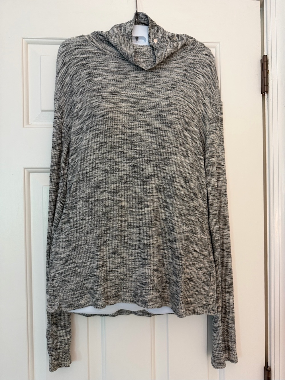 Anthropologie Dolan Gray Marled Cowl Neck Snap Shoulder Top L